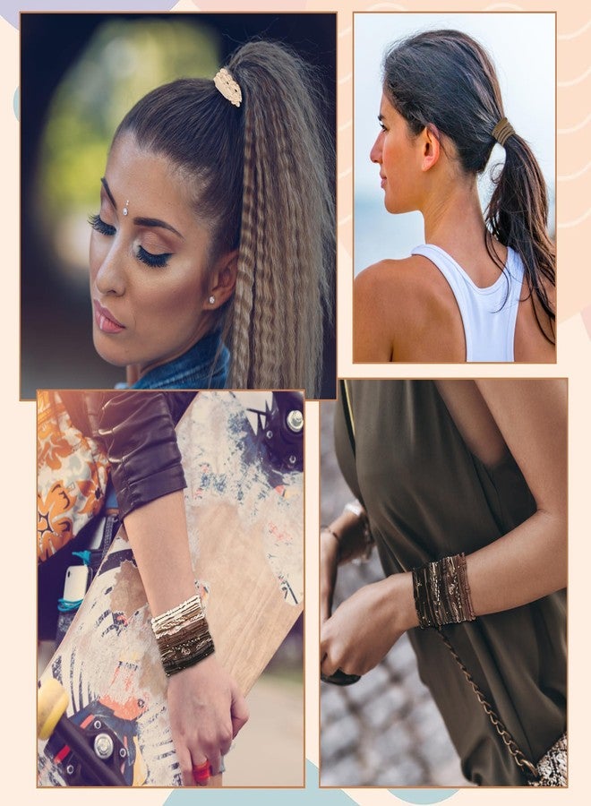 KANPRINCESS 20 PCS Boho Ponytail Holders - 4 Neutral Colors, 5 Styles Hair Bands & Bracelets for Women's Thick or Thin Hair, No Damage - Image 5